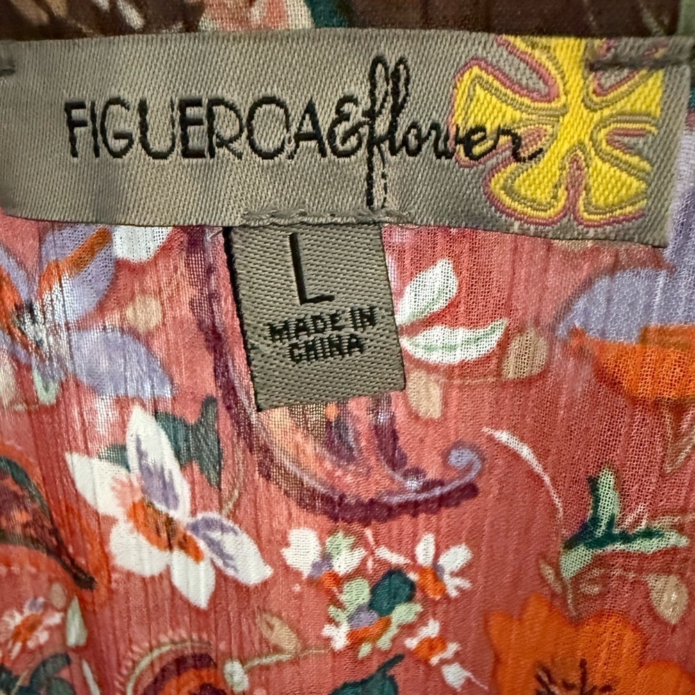 Figueroa & Flower Rust Floral Size Large Maxi Dress Boho Prairie Romantic - Picture 4 of 7